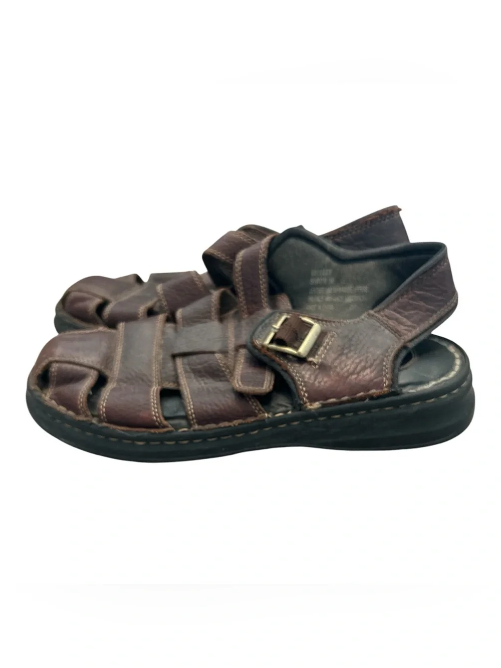Earth Shoe  Brown Leather Fisherman Sandals Men’s US 12Adjustable